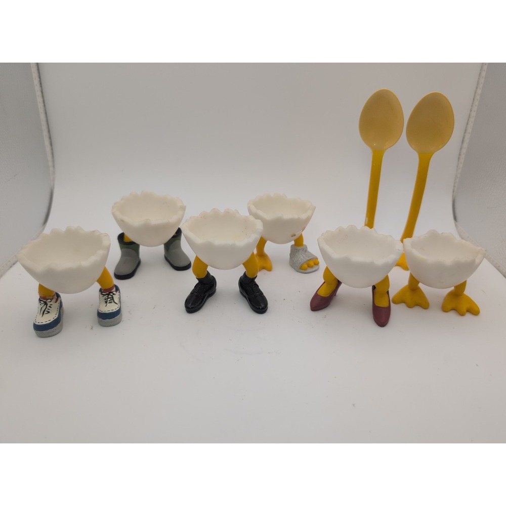 Vintage Casablanca Egg Cup Holders Set Of Sit Of 6 With Two Spoons Breakfast